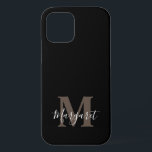 Schwarzer Eleganter Mit Monogramm handgeschriebene Case-Mate iPhone Hülle<br><div class="desc">Black Elegant Mit Monogramm Handschrift Name iPhone Case</div>