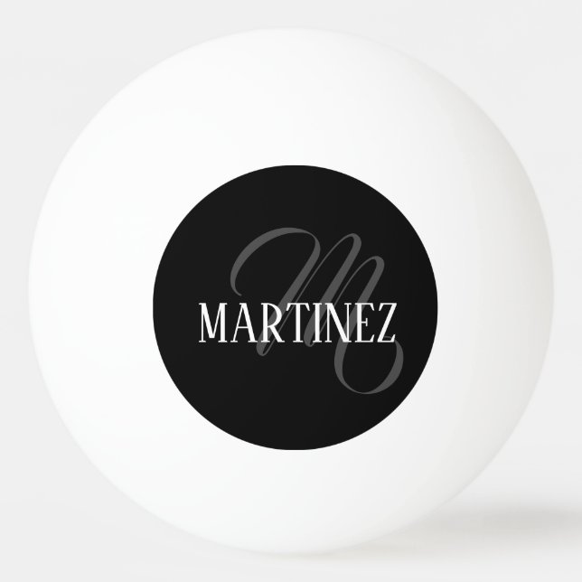 Schwarzer eleganter Personalisierter Nachname | Na Tischtennisball (Vorderseite)