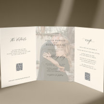 Schwarzer Elfenbein-Foto-Hochzeits-RSVP-Details-QR