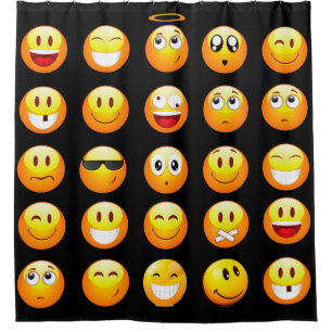 schwarzer Emojis Duschvorhang
