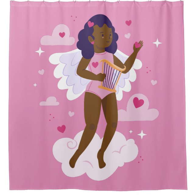 Schwarzer Engelswurm Duschvorhang (Vorderseite)