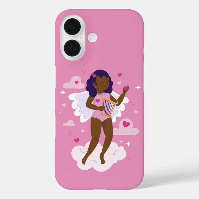 Schwarzer Engelswurm iPhone 16 Hülle (Rückseite)