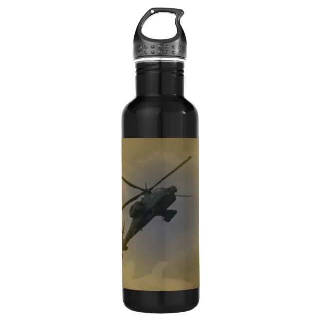 Schwarzer Falke-Hubschrauber Edelstahlflasche (Vorderseite)