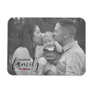 Schwarzer Familienname Est. Jahr Rotes Herz Foto Magnet