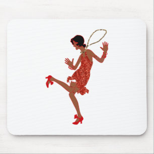 Schwarzer Flapper mit roter Folge Mousepad