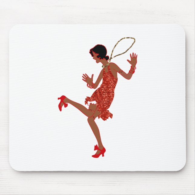 Schwarzer Flapper mit roter Folge Mousepad (Vorne)