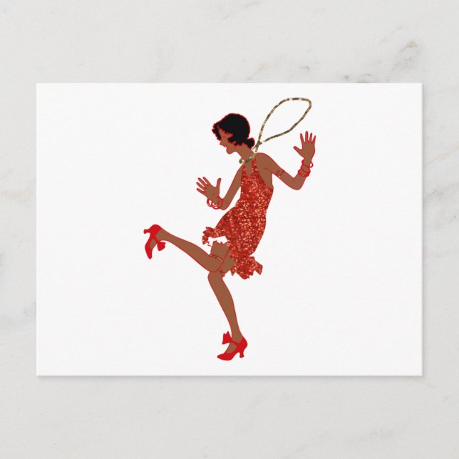 Schwarzer Flapper mit roter Folge Postkarte (Vorderseite)