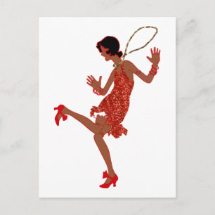 Schwarzer Flapper mit roter Folge Postkarte