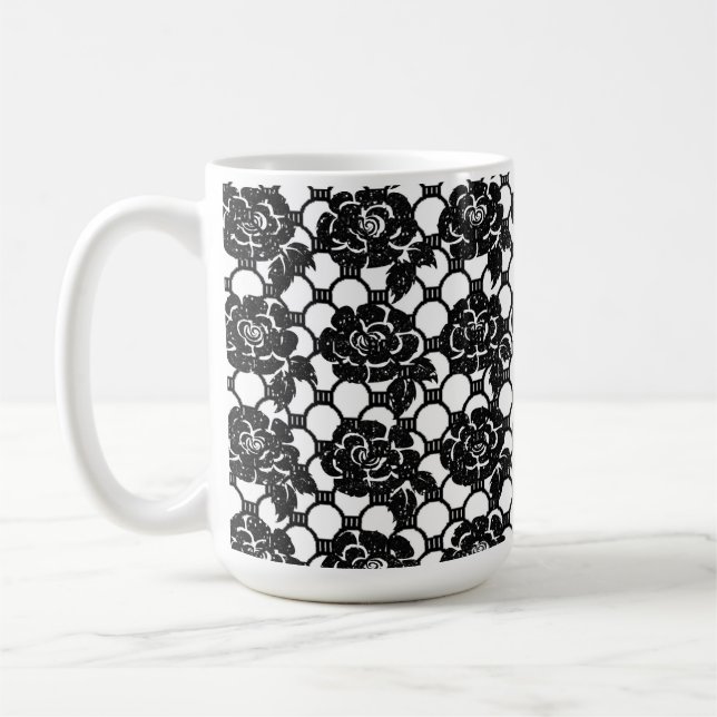Schwarzer Floral Kaffeetasse (Links)