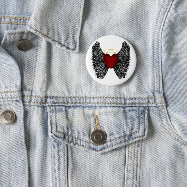 Schwarzer Flügel Halo Herz   Button (Beispiel)