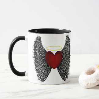 Schwarzer Flügel Halo Herz Tasse