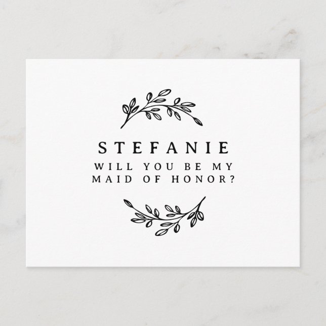Schwarzer Folienkranz wird meine Trauzeugin sein Postkarte (Vorderseite)