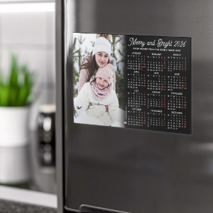 Schwarzer Foto-Kalender 2026 Familien-Magnetkarte Magneteinladung
