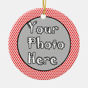 Schwarzer Foto-Rahmen mit rotem weißem Dot Keramik Ornament