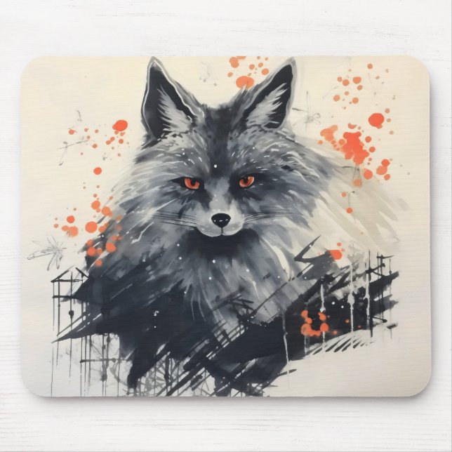 Schwarzer Fox-Tinte Mousepad (Vorne)
