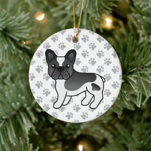 Schwarzer Französische Bulldogge Cartoon Hund Keramik Ornament