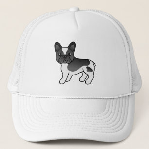 Schwarzer Französische Bulldogge Cartoon Hund Truckerkappe