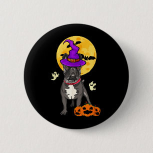 Schwarzer Französische Bulldogge Hexe Halloween Ko Button