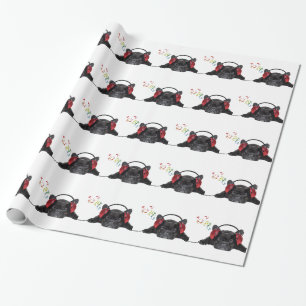 Schwarzer französischer Bulldog, der zu Seinen Pu Geschenkpapier
