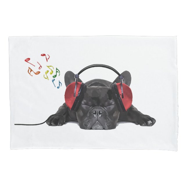 Schwarzer französischer Bulldog, der zu Seinen Pun Kissenbezug (Vorderseite)