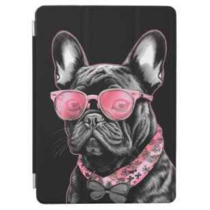 Schwarzer französischer Bulldog in Gläsern mit ros iPad Air Hülle