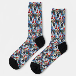 Schwarzer Französischer Bulldogge Weihnachten Fest Socken