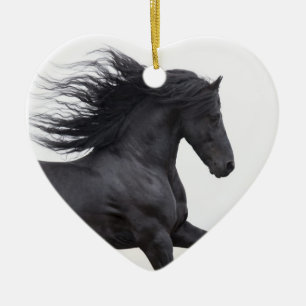 Schwarzer Friesian Runs Horse Weihnachtsschmuck