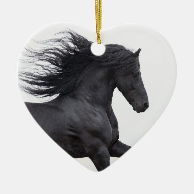 Schwarzer Friesian Runs Horse Weihnachtsschmuck (Vorne)
