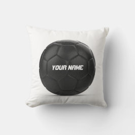 Schwarzer Fußball-Ball-personalisierter Text Kissen