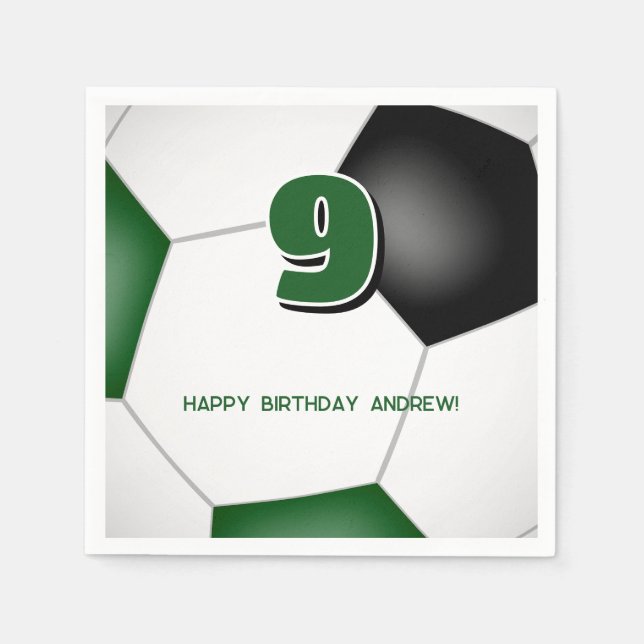 Schwarzer Fußball Kindergeburtstag Party Serviette (Vorderseite)