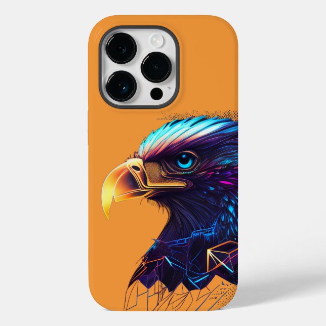 Schwarzer Futuristischer Neonadler Case-Mate iPhone 14 Pro Hülle (Rückseite)