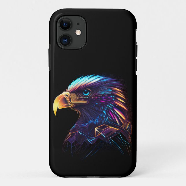 Schwarzer Futuristischer Neonadler Case-Mate iPhone Hülle (Rückseite)