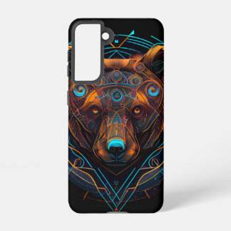 Schwarzer Futuristischer Neonbär Samsung Galaxy Hülle