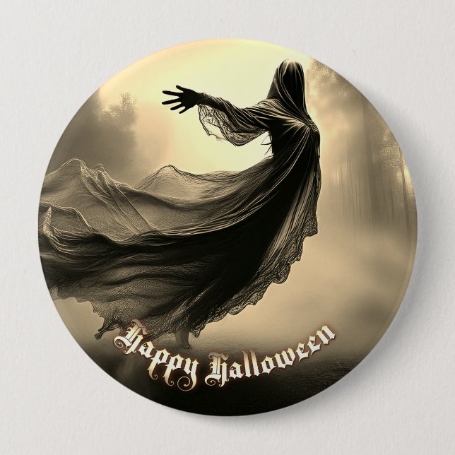 Schwarzer Geist in Höllscape - Halloween Button (Vorderseite)