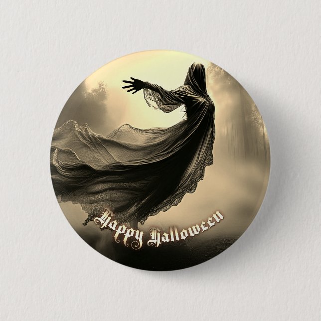 Schwarzer Geist in Höllscape - Halloween Button (Vorderseite)