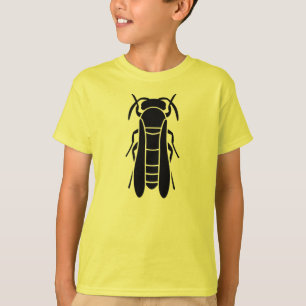 Schwarzer gelbe Jacken-Insekten-Druck T-Shirt