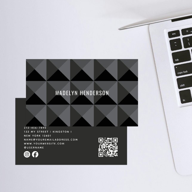 Schwarzer geometrischer, moderner, fett Abstrakter Visitenkarte (Von Creator hochgeladen)