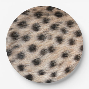 Schwarzer gepunkteter Cheetah-Pelz oder Skin-Textu Pappteller