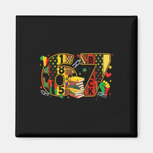 Schwarzer Geschichtsmonat 67 Six Seven Meme Afroam Magnet (Vorne)