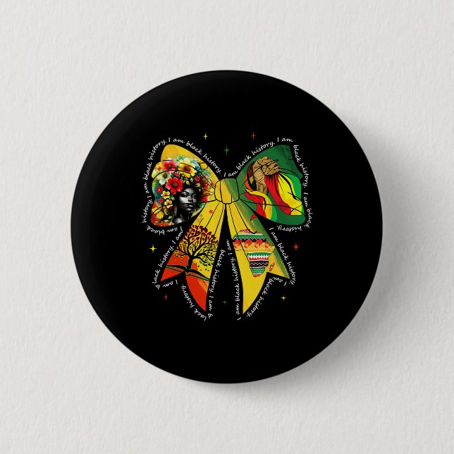 Schwarzer-Geschichtsmonat-Coquette-Schleife Afrika Button (Vorderseite)