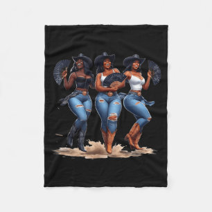 Schwarzer-Geschichtsmonat-Cowgirl-Western-Afro-Sch Fleecedecke