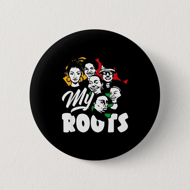 Schwarzer Geschichtsmonat Meine Wurzeln Afroamerik Button (Vorderseite)