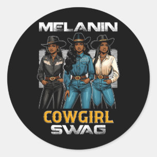 Schwarzer Geschichtsmonat Melanin Cowgirl Swag 1 Runder Aufkleber