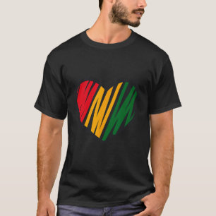Schwarzer Geschichtsmonat Rot, Gold Und Grün Herz T-Shirt
