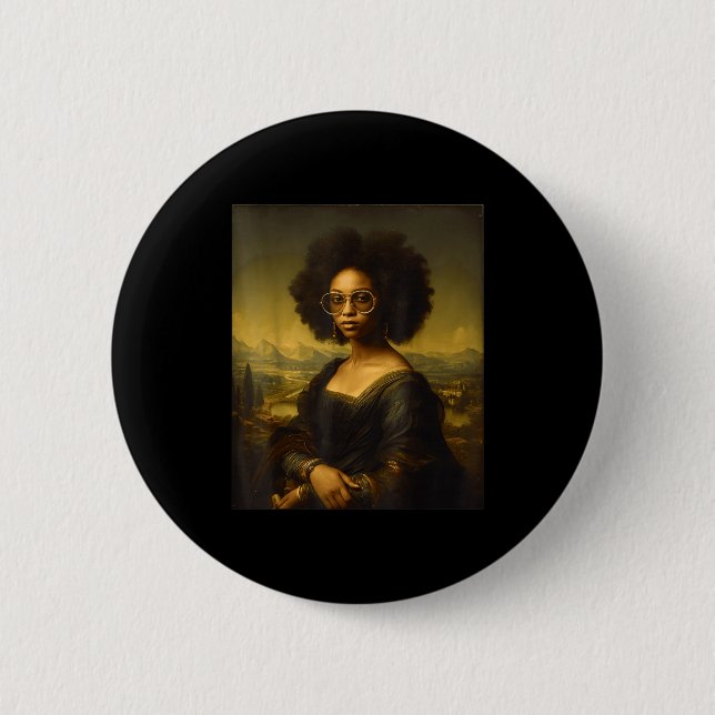 Schwarzer Geschichtsmonat Schwarze Mona Lisa Afroa Button (Vorderseite)