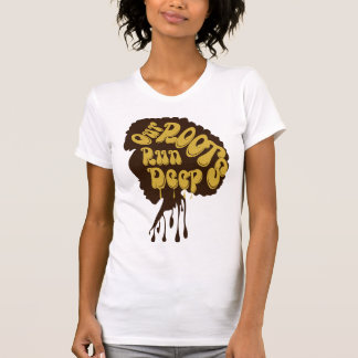 Schwarzer Girl-Magie-T - Shirt, Unsere Wurzeln lau T-Shirt