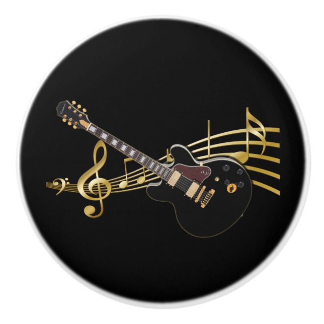 Schwarzer Gitarren-Griff Keramikknauf (Vorderseite)