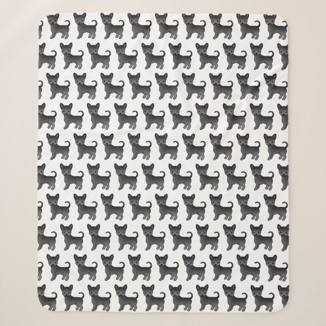 Schwarzer, glatter Coat Chihuahua Cartoon Dog Must Sherpadecke (Vorderseite)