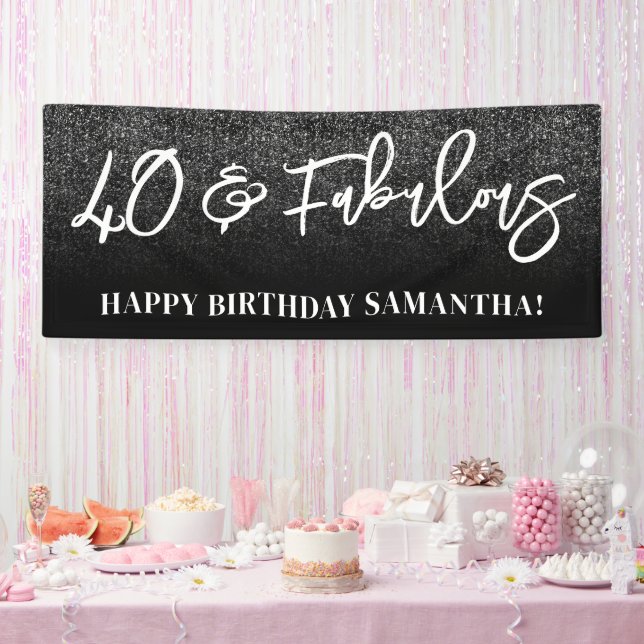 Schwarzer Glitter-Farbblock 40 und Fabelhaft Banner (Party)