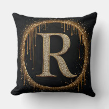 Schwarzer Glitter Monogramm Buchstabe R für königl